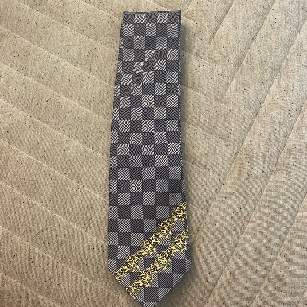 VERSACE Medusa Head Baroque box pattern tie 100% silk